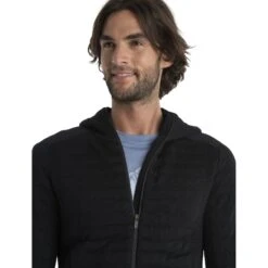 Icebreaker ZoneKnit™ Explore Jas Met Capuchon Heren - Zwart -Icebreaker icebreaker mens zoneknit explore long sleeve zip hoodie black 6 1536281
