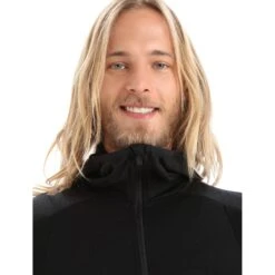 Icebreaker ZoneKnit™ Jas Met Capuchon Heren - Zwart -Icebreaker icebreaker mens zoneknit long sleeve zip hoodie jacket black 5 1264958
