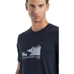 Icebreaker Tech Lite II Sidecountry Skiers Club T-Shirt Heren - Midnight Navy -Icebreaker icebreaker tech lite ii sidecountry skiers club herren t shirt midnight navy 4 1555687