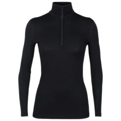 Icebreaker 200 Oasis Half Zip Shirt Met Lange Mouwen Dames - Zwart -Icebreaker icebreaker womens 200 oasis halfzip ls black 1 840040