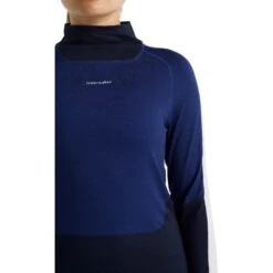 Icebreaker 200 Sonebula High Neck Shirt Met Lange Mouwen Dames - Midnight Navy/Royal Navy/Snow -Icebreaker icebreaker womens 200 sonebula high neck long sleeve shirt midnight navy royal navy snow 5 1039815