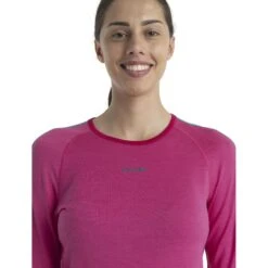 Icebreaker 200 Sonebula Crewe Shirt Met Lange Mouwen Dames - Electron Pink/Tempo/Flux Green -Icebreaker icebreaker womens 200 sonebula long sleeve crewe electron pink tempo flux green 4 1536305