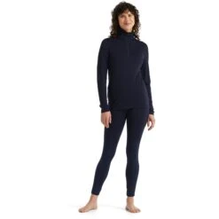 Icebreaker 260 Tech Half Zip Shirt Met Lange Mouwen Dames - Midnight Navy -Icebreaker icebreaker womens 260 tech half zip long sleeve shirt midnight navy 5 1039865