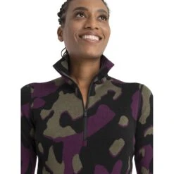 Icebreaker 260 Vertex Half Zip Natural Shades Shirt Met Lange Mouwen Dames - Zwart/Loden/Nightshade/Jet HTHR -Icebreaker icebreaker womens 260 vertex half zip natural shades long sleeve black loden nightshade jet hthr 4 1536353