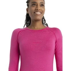 Icebreaker 260 ZoneKnit™ Crewe Shirt Met Lange Mouwen Dames - Tempo/Electron Pink -Icebreaker icebreaker womens 260 zoneknit crewe long sleeve tempo electron pink 5 1535639