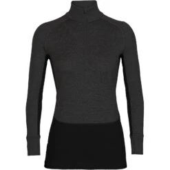 Icebreaker 260 ZoneKnit™ Half Zip Shirt Met Lange Mouwen Dames - Jet Hthr/Black/Metro Hthr -Icebreaker icebreaker womens 260 zoneknit long sleeve half zip jet hthr black metro hthr 1 1271635