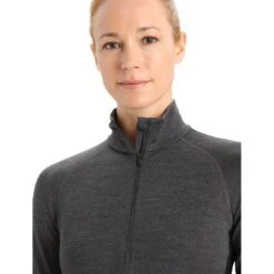 Icebreaker 260 ZoneKnit™ Half Zip Shirt Met Lange Mouwen Dames - Jet Hthr/Black/Metro Hthr -Icebreaker icebreaker womens 260 zoneknit long sleeve half zip jet hthr black metro hthr 4 1271638