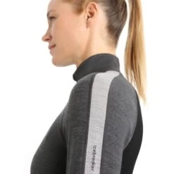 Icebreaker 260 ZoneKnit™ Half Zip Shirt Met Lange Mouwen Dames - Jet Hthr/Black/Metro Hthr -Icebreaker icebreaker womens 260 zoneknit long sleeve half zip jet hthr black metro hthr 5 1271639