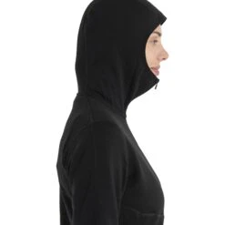 Icebreaker 560 Realfleece™ Elemental II Fleece Jas Met Capuchon Dames - Zwart -Icebreaker icebreaker womens 560 realfleece elemental ii long sleeve zip hood black 4 1555468