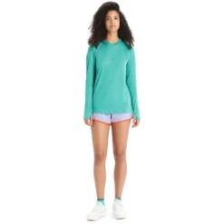 Icebreaker Cool-Lite™ Hoodie Dames - Fresh -Icebreaker icebreaker womens cool lite long sleeve hoodie fresh 5 1381074