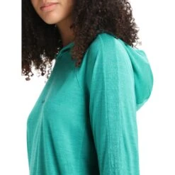 Icebreaker Cool-Lite™ Hoodie Dames - Fresh -Icebreaker icebreaker womens cool lite long sleeve hoodie fresh 7 1381076
