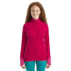 Icebreaker Descender Fleece Jas Dames - Electron Pink/Tempo