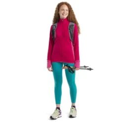 Icebreaker Descender Fleece Jas Dames - Electron Pink/Tempo -Icebreaker icebreaker womens descender long sleeve zip electron pink tempo model 3 1498649