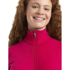 Icebreaker Descender Fleece Jas Dames - Electron Pink/Tempo -Icebreaker icebreaker womens descender long sleeve zip electron pink tempo model 5 1498651