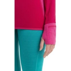 Icebreaker Descender Fleece Jas Dames - Electron Pink/Tempo -Icebreaker icebreaker womens descender long sleeve zip electron pink tempo model 6 1498652