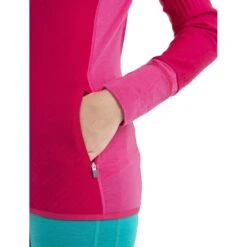 Icebreaker Descender Fleece Jas Dames - Electron Pink/Tempo -Icebreaker icebreaker womens descender long sleeve zip electron pink tempo model 7 1498653
