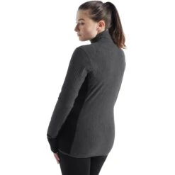 Icebreaker Descender Fleece Jas Dames - Jet Hthr/Black -Icebreaker icebreaker womens descender long sleeve zip jet hthr black 4 1269798