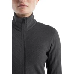 Icebreaker Descender Fleece Jas Dames - Jet Hthr/Black -Icebreaker icebreaker womens descender long sleeve zip jet hthr black 5 1269799