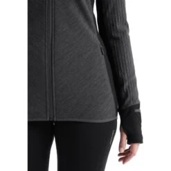Icebreaker Descender Fleece Jas Dames - Jet Hthr/Black -Icebreaker icebreaker womens descender long sleeve zip jet hthr black 6 1269800