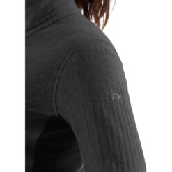 Icebreaker Descender Fleece Jas Dames - Jet Hthr/Black -Icebreaker icebreaker womens descender long sleeve zip jet hthr black 7 1269801