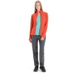 Icebreaker Descender Fleece Jas Dames - Vibrant Earth -Icebreaker icebreaker womens descender long sleeve zip vibrant earth 5 1381206
