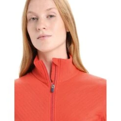 Icebreaker Descender Fleece Jas Dames - Vibrant Earth -Icebreaker icebreaker womens descender long sleeve zip vibrant earth 6 1381207