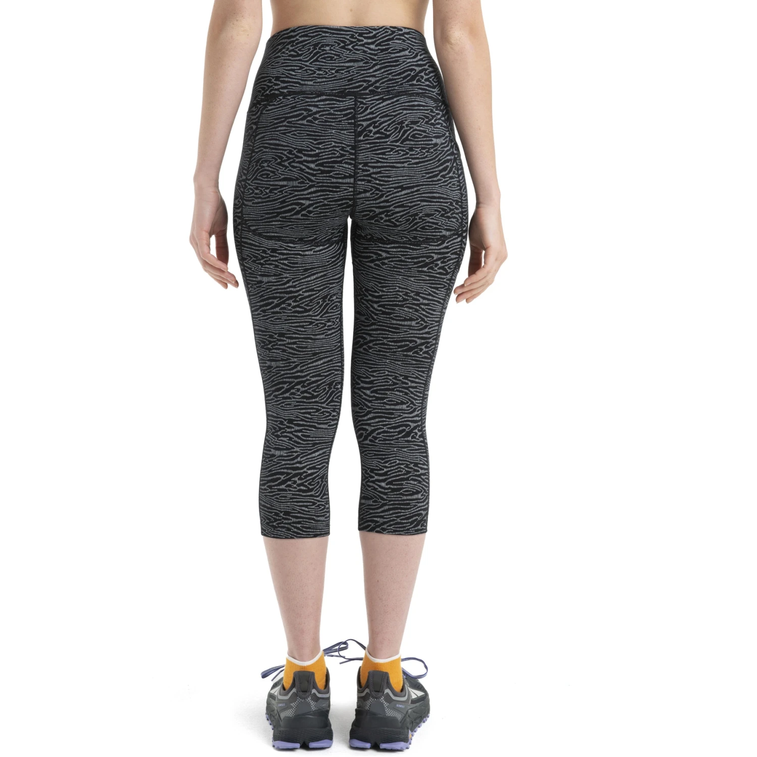 Icebreaker Fastray Topo Lines High Rise 3/4 Tight Dames - Zwart/Snow/AOP 4 Icebreaker Fastray Topo Lines High Rise 3/4 Tight Dames - Zwart/Snow/AOP - Afbeelding 2