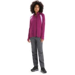 Icebreaker Quantum ZoneKnit™ Jas Met Capuchon Dames - Go Berry/Purple Gaze -Icebreaker icebreaker womens merino quantum zoneknit long sleeve zip hoodie go berry purple gaze 5 1384487