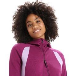 Icebreaker Quantum ZoneKnit™ Jas Met Capuchon Dames - Go Berry/Purple Gaze -Icebreaker icebreaker womens merino quantum zoneknit long sleeve zip hoodie go berry purple gaze 7 1384489