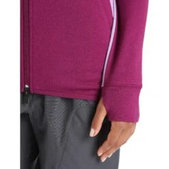 Icebreaker Quantum ZoneKnit™ Jas Met Capuchon Dames - Go Berry/Purple Gaze -Icebreaker icebreaker womens merino quantum zoneknit long sleeve zip hoodie go berry purple gaze 8 1384490