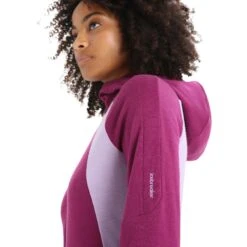Icebreaker Quantum ZoneKnit™ Jas Met Capuchon Dames - Go Berry/Purple Gaze -Icebreaker icebreaker womens merino quantum zoneknit long sleeve zip hoodie go berry purple gaze 9 1384491