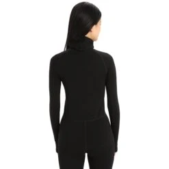 Icebreaker MerinoFine™ Colshirt Dames - Zwart -Icebreaker icebreaker womens merinofine long sleeve roll neck black 3 1270084