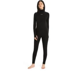 Icebreaker MerinoFine™ Colshirt Dames - Zwart -Icebreaker icebreaker womens merinofine long sleeve roll neck black 5 1270086