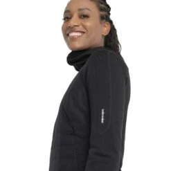 Icebreaker Quantum Hybrid Jas Met Capuchon Dames - Zwart -Icebreaker icebreaker womens quantum hybrid long sleeve zip hoodie black model 4 1535735