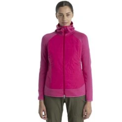 Icebreaker Quantum Hybrid Jas Met Capuchon Dames - Electron Pink/Tempo