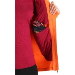 Icebreaker Quantum III Mid Layer Jas Met Capuchon Dames - Flash/Cherry -Icebreaker icebreaker womens quantum iii long sleeve zip hood midlayer flash cherry 10 1270290
