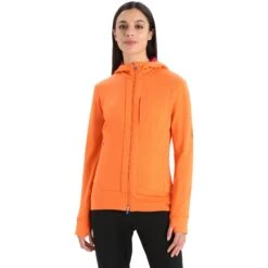 Icebreaker Quantum III Mid Layer Jas Met Capuchon Dames - Flash/Cherry
