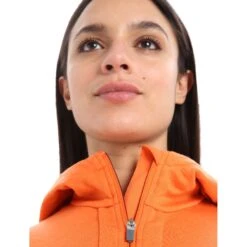 Icebreaker Quantum III Mid Layer Jas Met Capuchon Dames - Flash/Cherry -Icebreaker icebreaker womens quantum iii long sleeve zip hood midlayer flash cherry 4 1270284