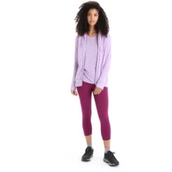 Icebreaker Quantum III Mid Layer Jas Met Capuchon Dames - Purple Gaze/Go Berry -Icebreaker icebreaker womens quantum iii long sleeve zip hood midlayer purple gaze go berry 5 1381773
