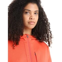 Icebreaker Quantum III Mid Layer Jas Met Capuchon Dames - Vibrant Earth/Purple Gaze -Icebreaker icebreaker womens quantum iii long sleeve zip hood midlayer vibrant earth purple gaze 6 1381783