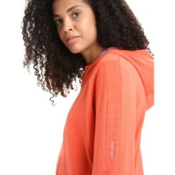 Icebreaker Quantum III Mid Layer Jas Met Capuchon Dames - Vibrant Earth/Purple Gaze -Icebreaker icebreaker womens quantum iii long sleeve zip hood midlayer vibrant earth purple gaze 8 1381785