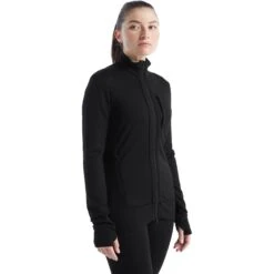 Icebreaker Quantum III Mid Layer Jas Dames - Zwart