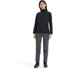 Icebreaker Shell+™ Cotton Windbreaker Dames - Zwart -Icebreaker icebreaker womens shell plus cotton windbreaker black 3 1555125