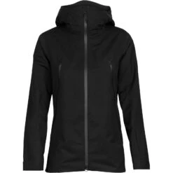 Icebreaker Shell+™ Jas Met Capuchon Dames - Zwart -Icebreaker icebreaker womens shell plus hooded jacket black 1 1270837