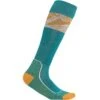 Icebreaker Ski+ Light OTC Alps 3D Sokken Dames - Flux Green/Solar/Snow -Icebreaker icebreaker womens ski plus light otc alps 3d socks flux green solar snow 1 1489192