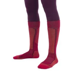 Icebreaker Ski+ Light OTC Sokken Dames - Electron Pink/Earth/Nightshade -Icebreaker icebreaker womens ski plus light otc socks electron pink earth nightshade model 2 1498930