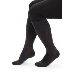 Icebreaker Ski+ Medium OTC Sokken Dames - Jet HTHR/Espresso/Black -Icebreaker icebreaker womens ski plus medium otc socks jet hthr espresso black 3 1489207
