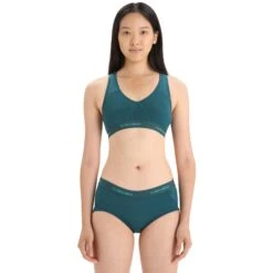 Icebreaker Sprite Racerback Sport-BH Dames - Green Glory -Icebreaker icebreaker womens sprite racerback bra green glory 3 1382195
