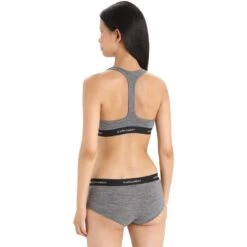 Icebreaker Sprite Racerback Sport-BH Dames - Gritstone Heather/Black -Icebreaker icebreaker womens sprite racerback bra gritstone heather black 2 1458483