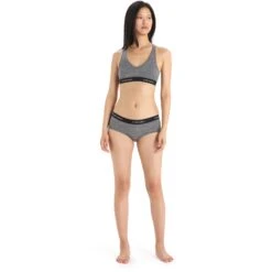 Icebreaker Sprite Racerback Sport-BH Dames - Gritstone Heather/Black -Icebreaker icebreaker womens sprite racerback bra gritstone heather black 3 1458484